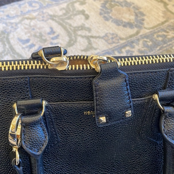 Henri Bendel West 57th Black leather Barrel Satchel - Picture 3 of 11